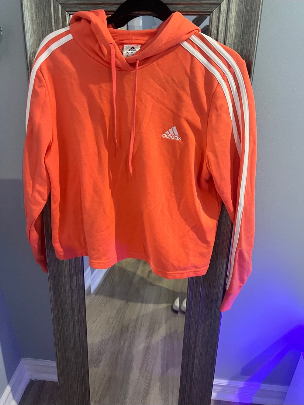 Adidas Orange Three-Stripe Hoodie